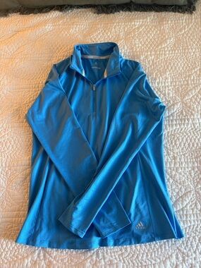 adidas Blue Long Sleeve Quarter-Zip Pullover